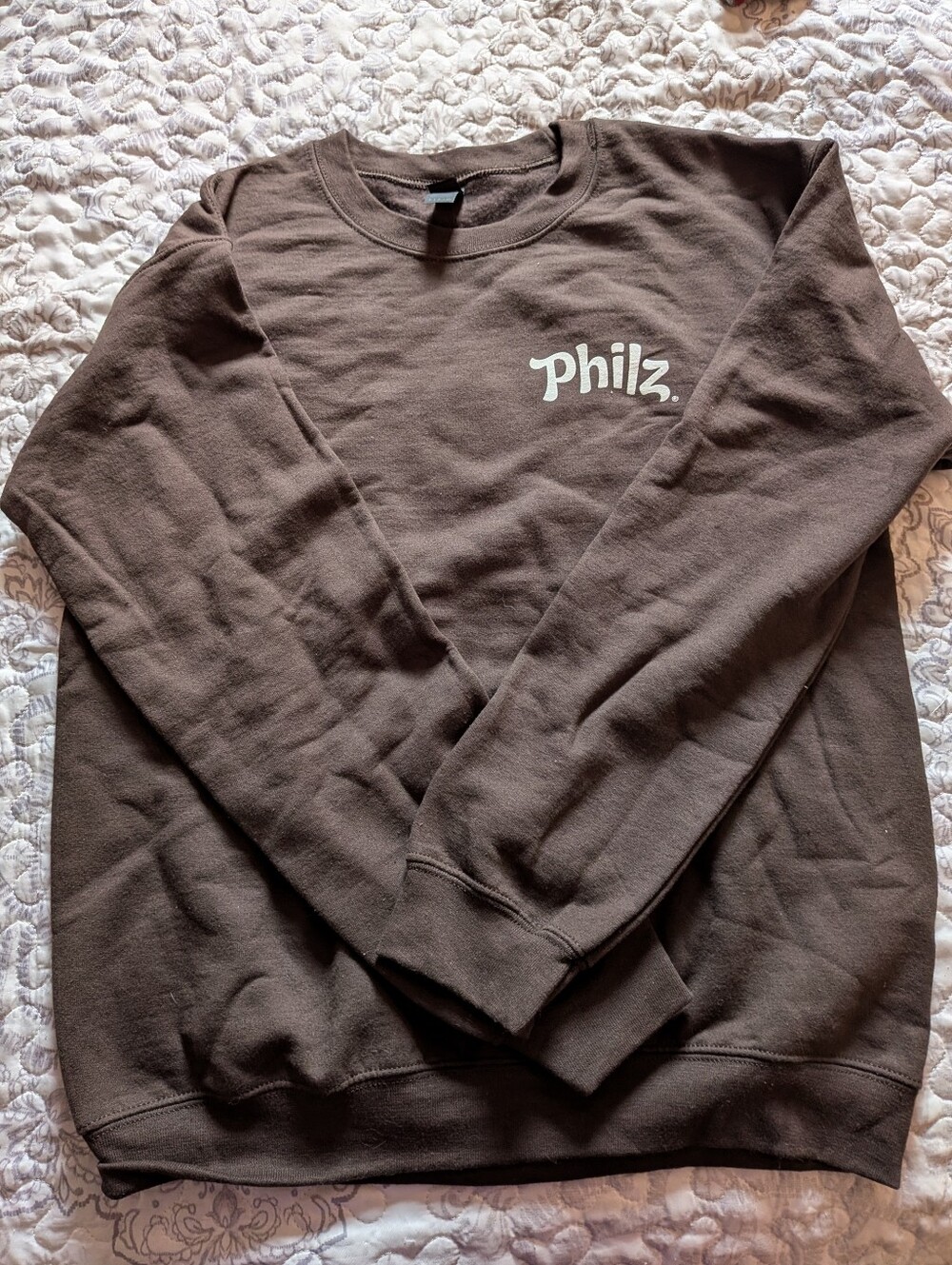 Gildan Brown Philz Logo Crewneck Sweatshirt